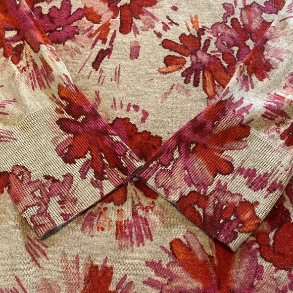 Sejour Batwing Oversized Slouchy Floral Sweater Gray Pink Size 2X - Picture 4 of 11